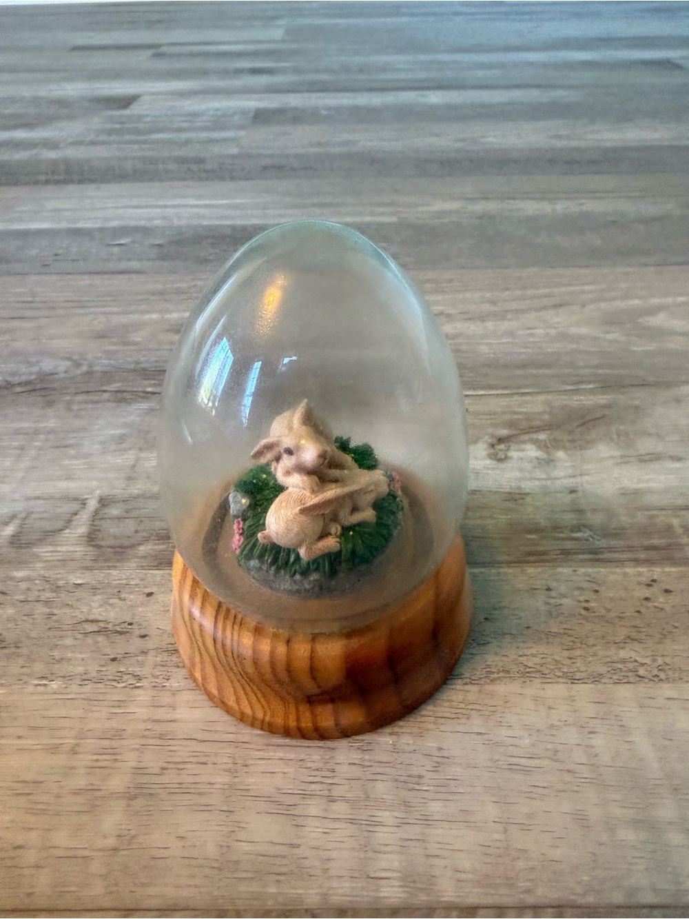 Handcrafted Brown Bunny Egg Dome Decorative Accent